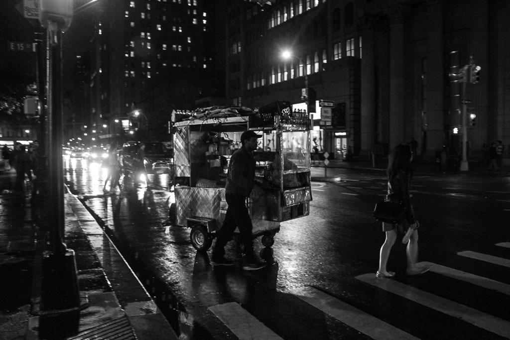 Coffee cart at night