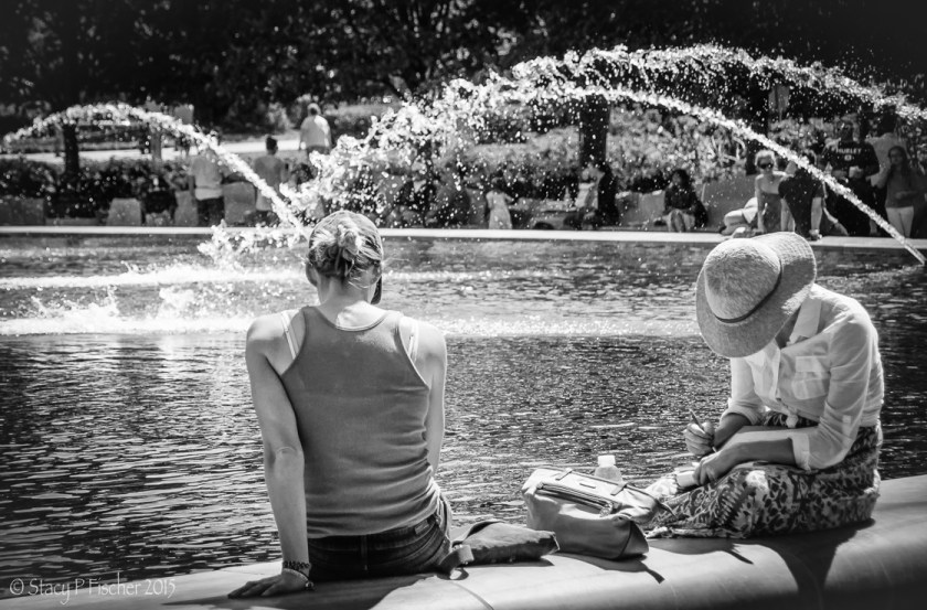 Fountain, National Gallery of Art Sculpture Garden, summer.