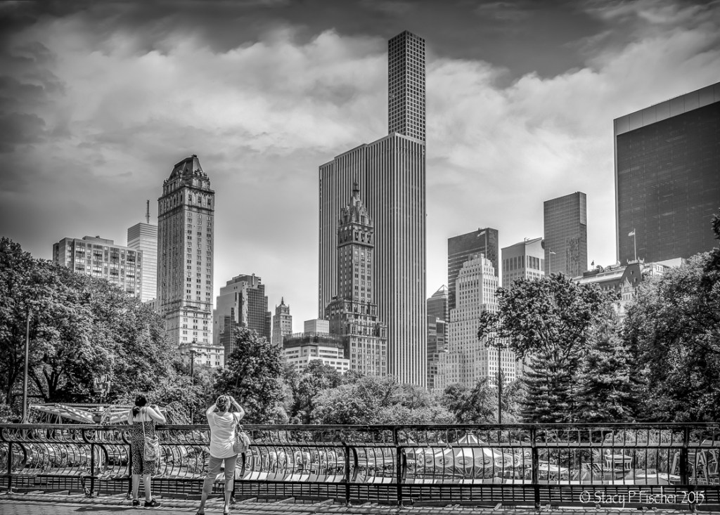 View from Wollman Rink of Central Park East NYC skyline 