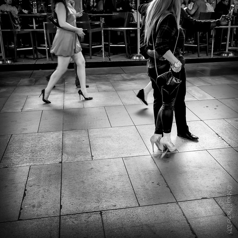 Ladies dressed in heels for a night on the town