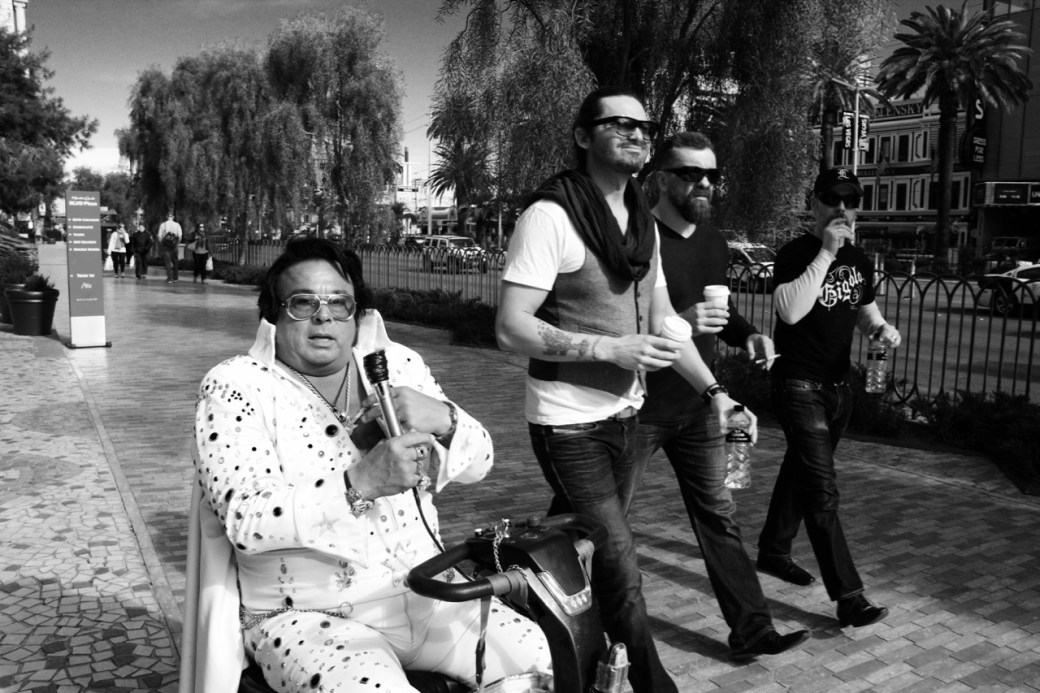 Elvis in wheelchair on Las Vegas Strip