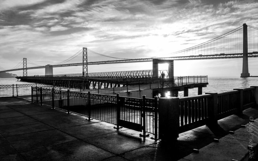 Sunrise Pier 14 and Oakland Bay Bridge San Francisco