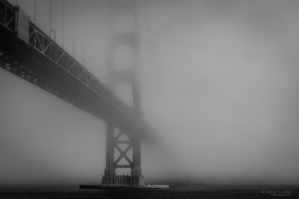 Black and White, Photography, Golden Gate Bridge, Fog, Fuj