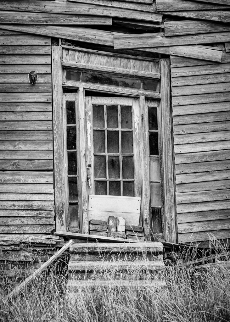 Stony Creek Ruins Front Door Detail Monochrome