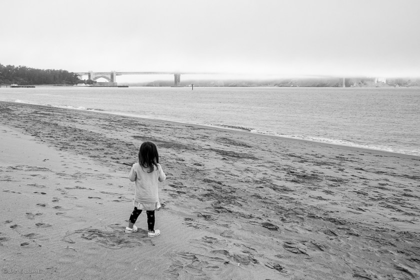 San Francisco, Fog, Golden Gate, Child, Fujifilm X-T4, Black and White, Monochrome