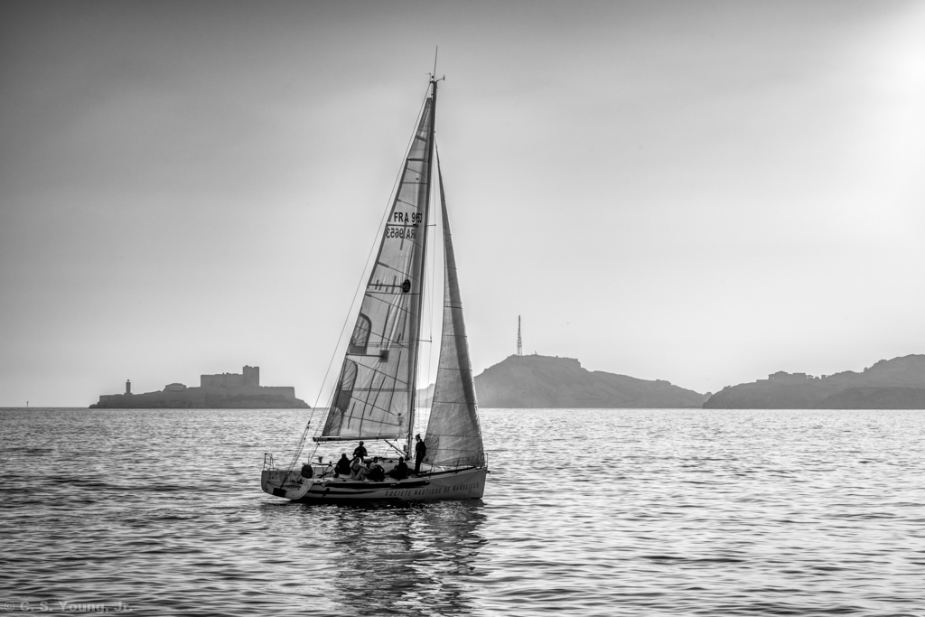 Harbor of Marseille Sailboat Composition 1